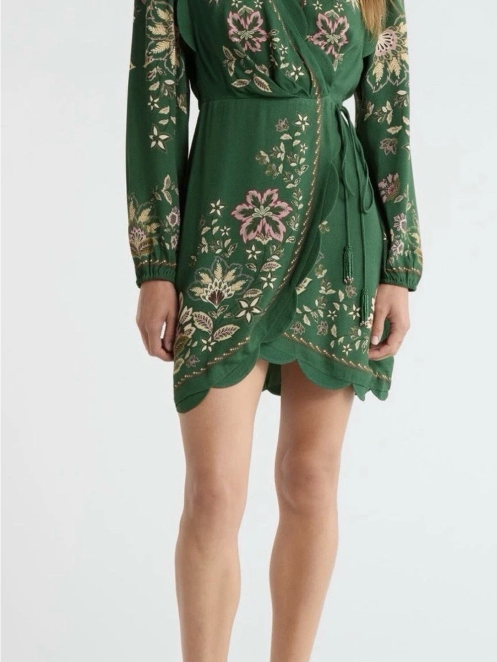 FARM Rio Garden Delight Long Sleeve Wrap Dress - Garden Delight Dark Size - S